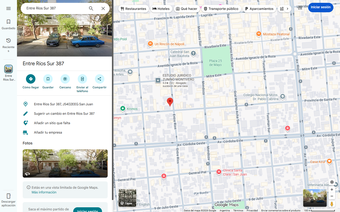 Ubicación de GLOW en San Juan — Entre Ríos sur 387